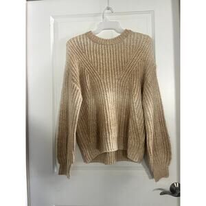 A New Day Sweater Large Beige Long Sleeve Stretch Knit Casual